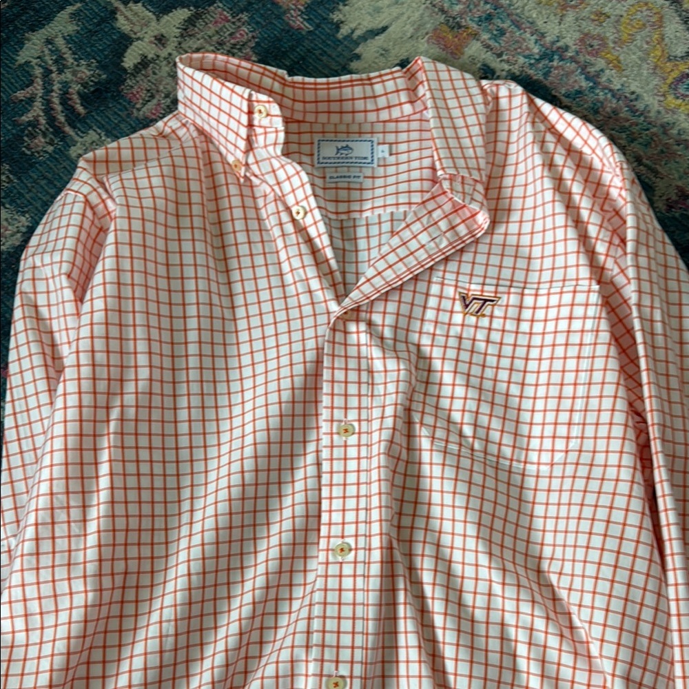 VT Orange Checkered Men's Shirt